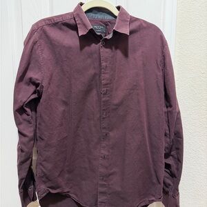 rag & bone Men's Dark Burgundy Casual Button Down Shirt